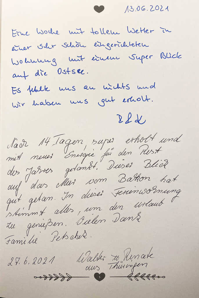 Gästebuch Meerblickvilla 7 Eintrag 4