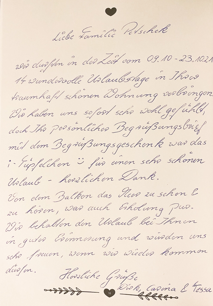 Gästebuch Meerblickvilla 7 Eintrag 9